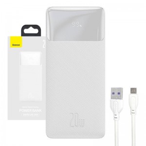 Преносима батерия Baseus Bipow 30000mAh, 2xUSB, USB-C, Micro-USB, 20W, Бяла Преносима батерия Baseus Bipow 30000mAh, 2xUSB, USB-C, Micro-USB, 20W, Бяла