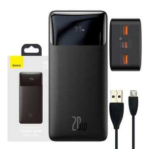 Преносима батерия Baseus Bipow 30000mAh, 2xUSB, USB-C, Micro-USB, 20W Преносима батерия Baseus Bipow 30000mAh, 2xUSB, USB-C, Micro-USB, 20W