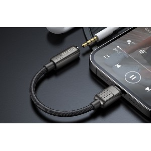 Преходник за за Apple устройства Lightning за 3.5mm Aux, Черен Преходник за за Apple устройства Lightning за 3.5mm Aux, Черен