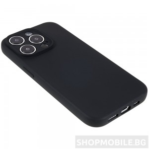 Силиконов кейс за iPhone 14 Pro със защита на камерата, Черен Силиконов кейс за iPhone 14 Pro със защита на камерата, Черен