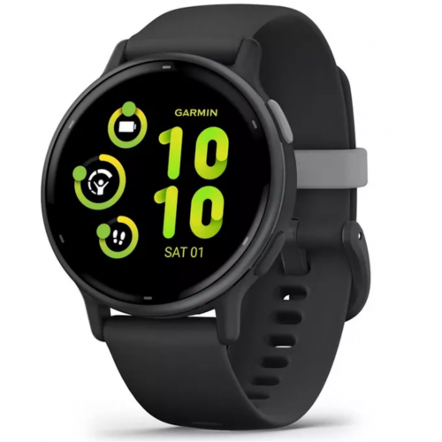 Смарт часовник Garmin Vivoactive 5, 42mm, 1.2" (3.04cm) AMOLED дисплей, Bluetooth, ANT+, Wi-Fi, GPS, 4GB, 5ATM, до 11 дни време на работа, Черен