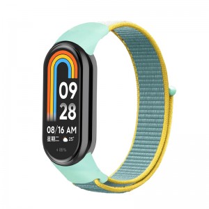 Текстилна каишка за Xiaomi Mi Band M8, M9, M10 фитнес гривна, Мента-жълто Текстилна каишка за Xiaomi Mi Band M8, M9, M10 фитнес гривна, Мента-жълто